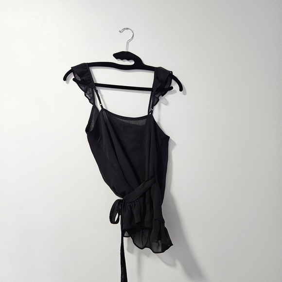 Express Black Ruffle Crop Top - Picture 5 of 5